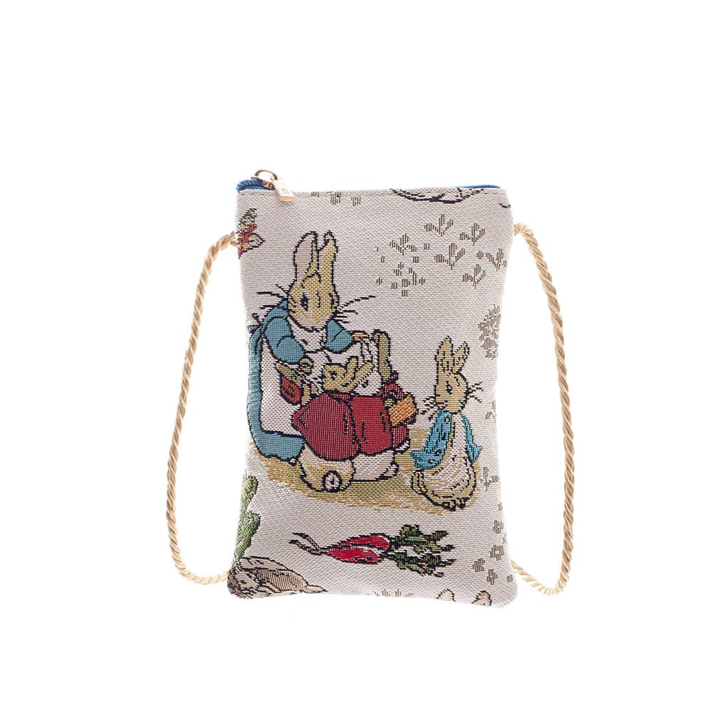 Signare Tapestry Mini Crossbody Phone Bag, Ladies Purse for Phone, Mobile Phone Bag, Phone Purse, Smart Phone Bag in Peter Rabbit Design (SM02-BP-PETER)
