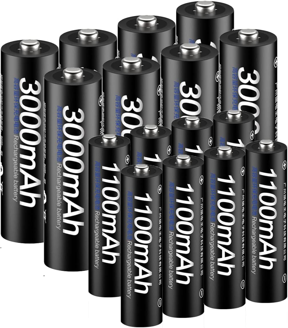 Tenberly 16 Packs AA AAA Rechargeable Batteries Combo with