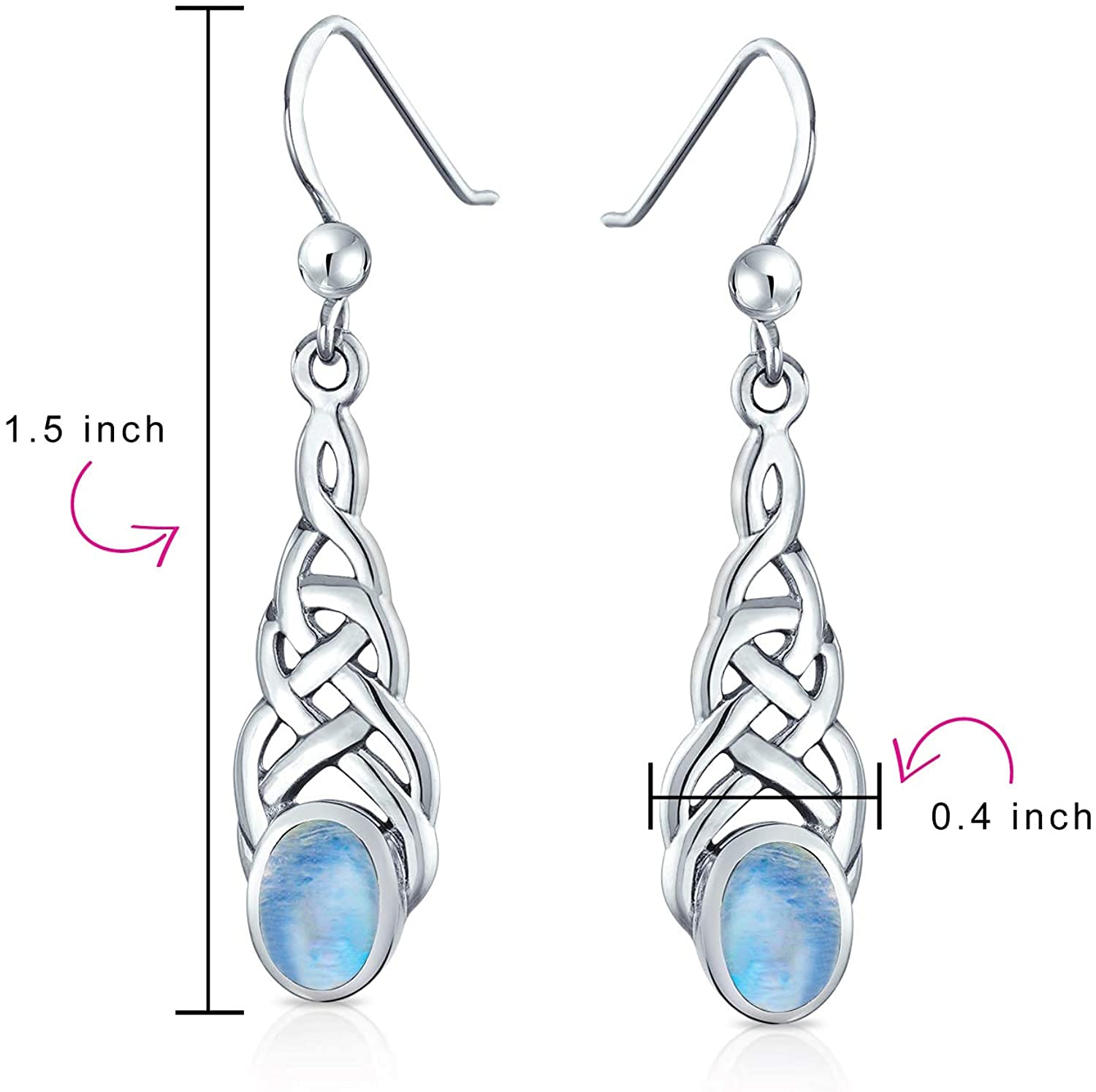 Scegli il tuo pietra preziosa 925 Celtic Knot goccia lineare orecchini design ovale forma gioielli per le donne ragazze Fish Hook Orecchini Birthstone