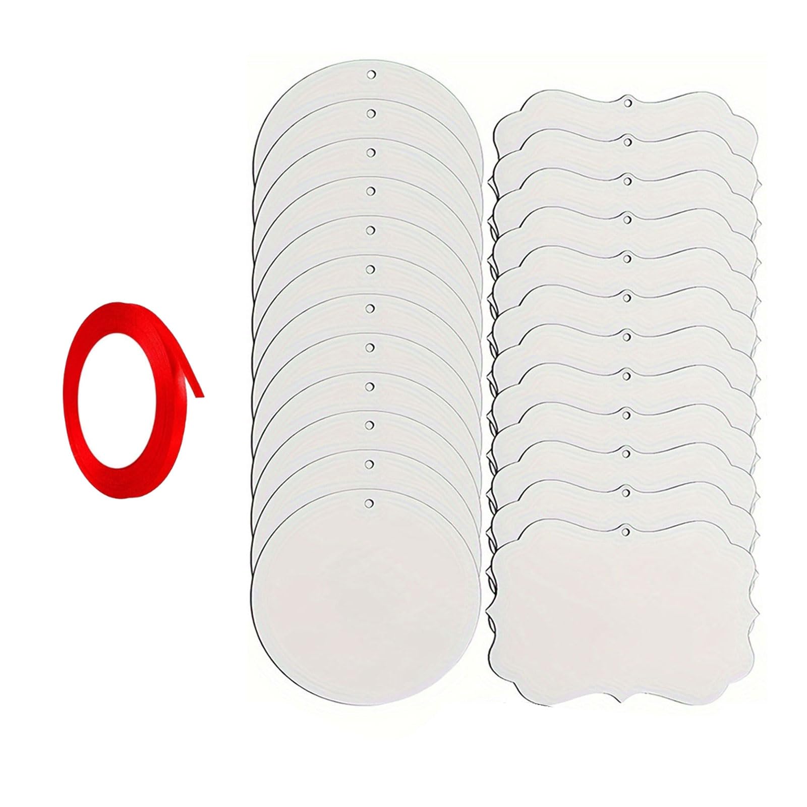 NVOQILIN 24Pcs Double Sided Heat Transfer Acrylic Ornaments Sublimation Blanks Hanging Pendant for Family Festival Decorating Acrylic Ornament Blanks
