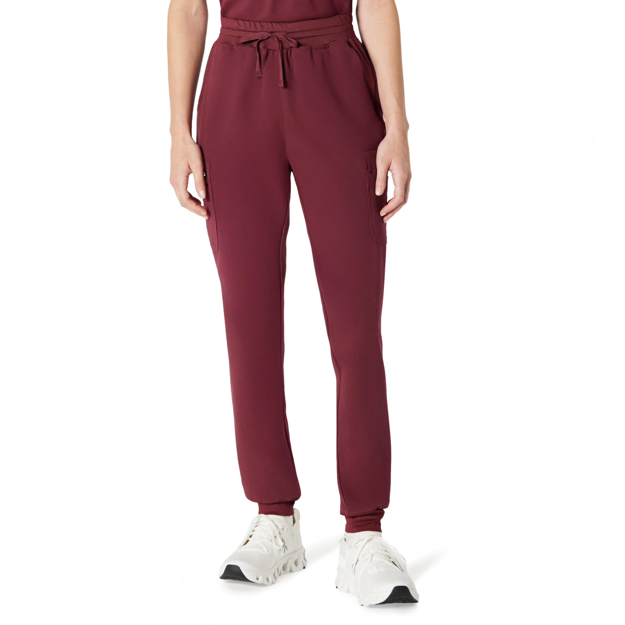Amazon Basics Women's Scrubs Jogger Trousers Yoga Waistband Drawstring, Burgundy, XL