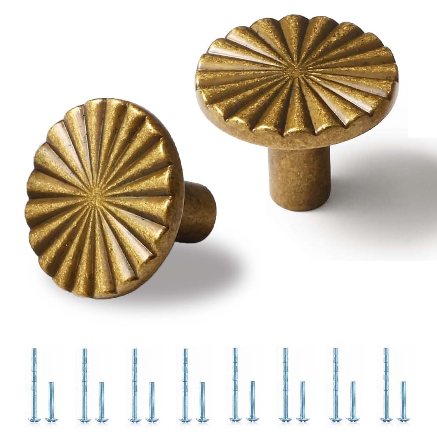 Rearjia Bronze 8 Pcs 30Mm Cabinet Knobs, Antique Bronzy Drawer Knobs With Screws, Vintage Cupboard Handles Cabinet Hardware Knob For Furniture, Kitchen, Dresser, Wardrobe, Drawer - Round Knobs (Bronze)