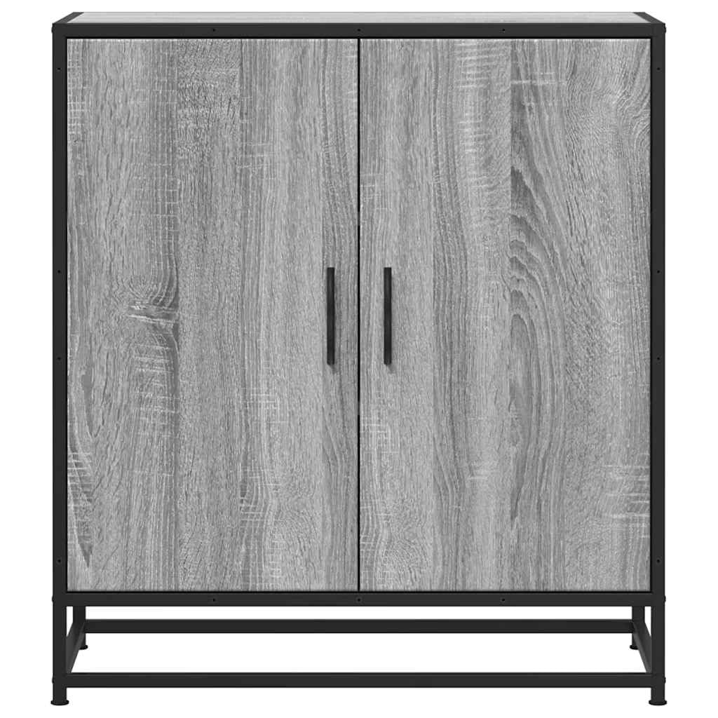 Aparador moderno con aspecto industrial de madera y estructura de metal, mueble de almacenamiento estable para platos de comedor, aparador con tres estantes y puertas para un uso óptimo