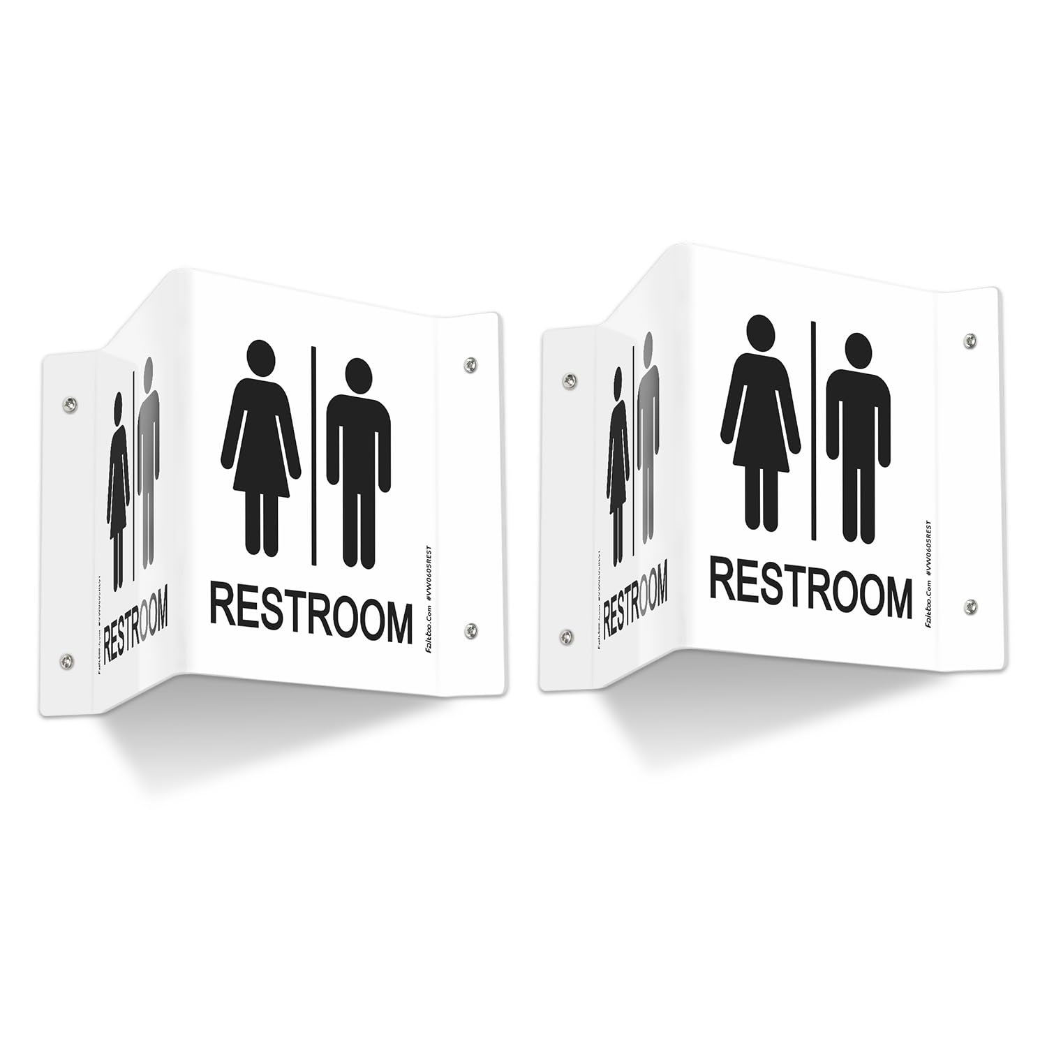 Faittoo Restroom Sign, Bathroom Signs, (2 Pack) 6 x 8 Inches Unisex Acrylic Sign, for Office or Business Bathroom and Toilet Door or Wall Decor,