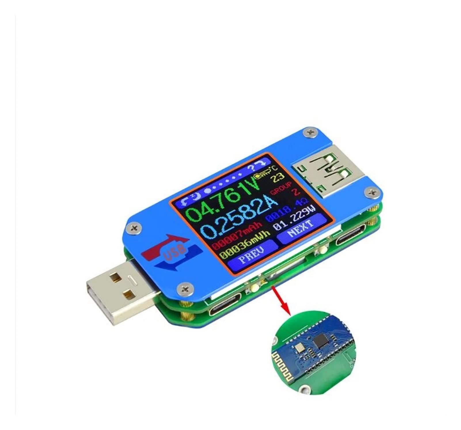 Typ- C Voltmeter Amperemeter UM25 / 25C, UM24 / 24C, UM34 / 34C Farbe LCD Anzeige DC Volt-Schnellladegerät Ampere Amperemeter-Energien-Bank-Detektor(UM25C)