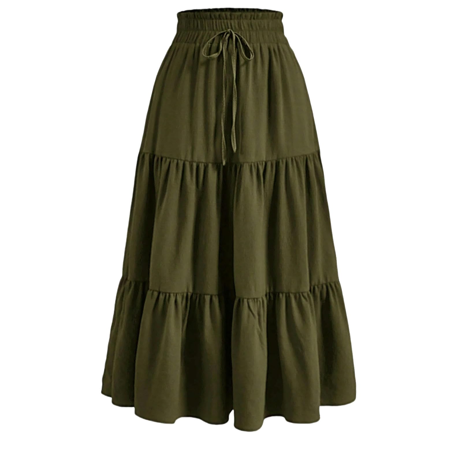 HENGIN Gonna Lunga Donna Donna Primavera Estate Floreale Ruffle Layered Orlo con Coulisse Gonna Casual