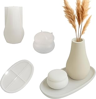 Silicone Mold Set of 3 – Oval Tray, Small Vase & Lidded Candle Holder | for Plaster, Resin, Cement & Wax – Form Me™
