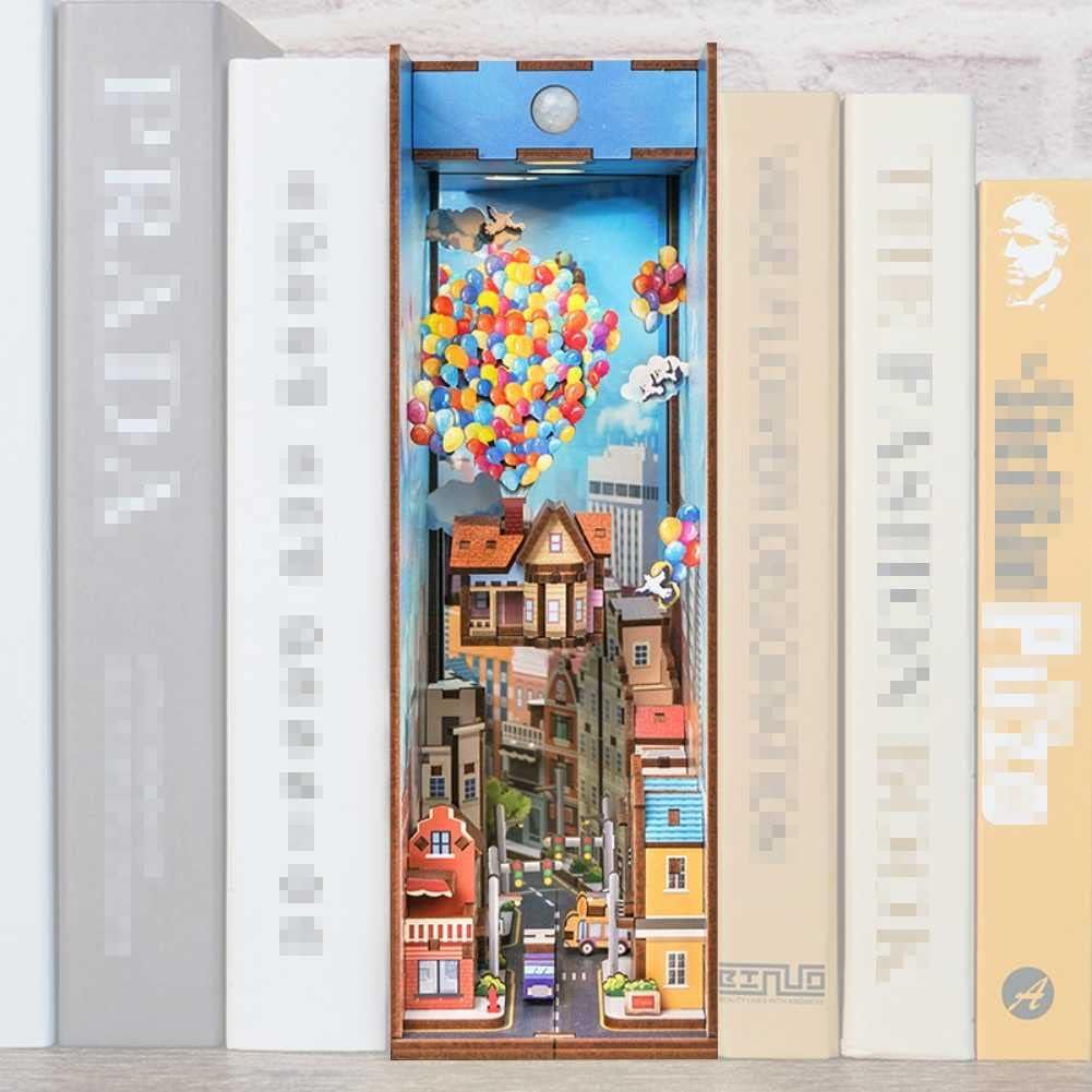 Model edukacyjny Puzzle 3D Booknook Book End Wkładka półki z instrukcją montażu i oświetleniem LED oraz wykwintnym opakowaniem do półki na książki w biurze bibliotecznym