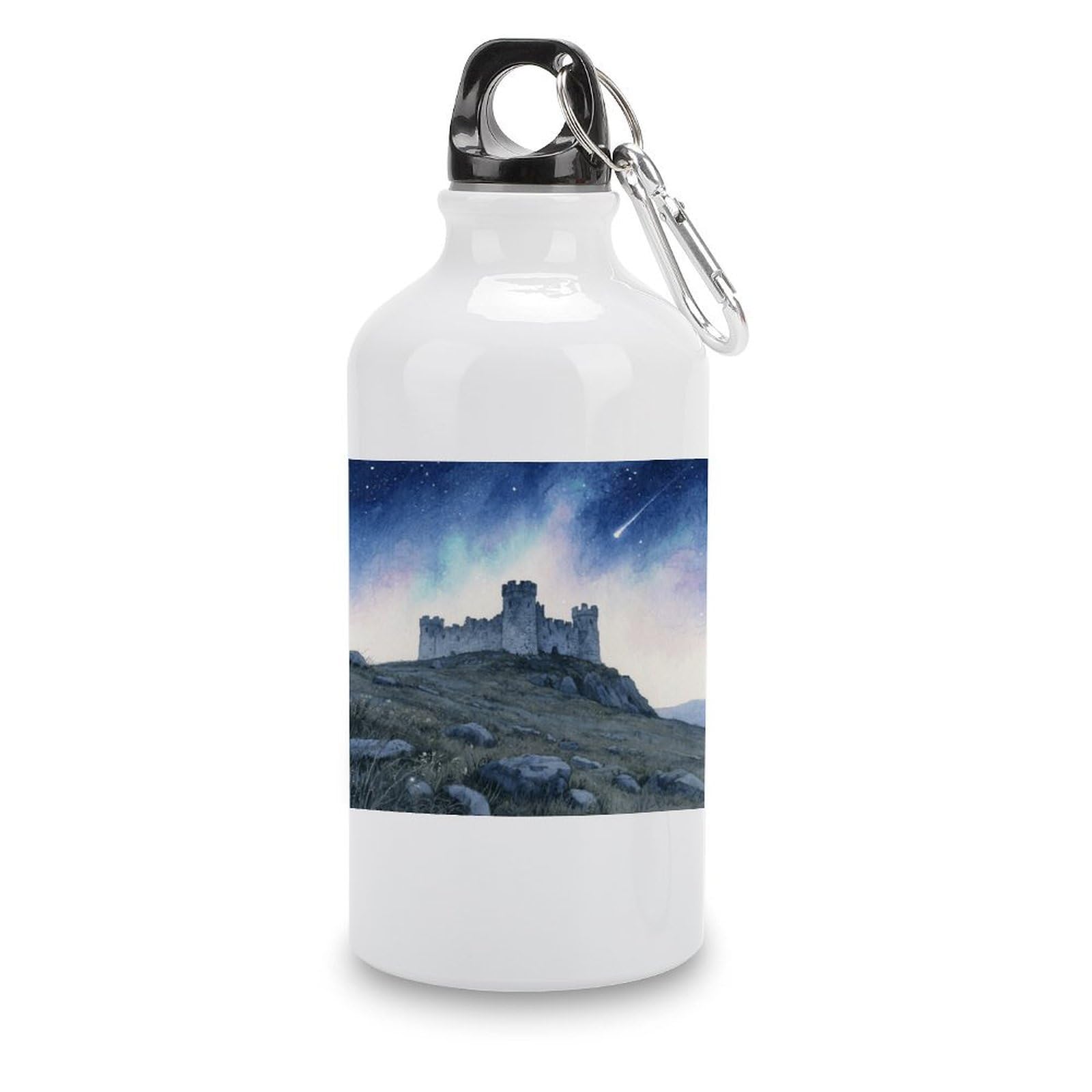 Fekiloot Style Hilltop Castle Aluminum Water Bottle Travel Tumbler Reusable Lightweight Outdoor Sports Water Bottles For Gym Sports Camping Hiking Fishing400ml
