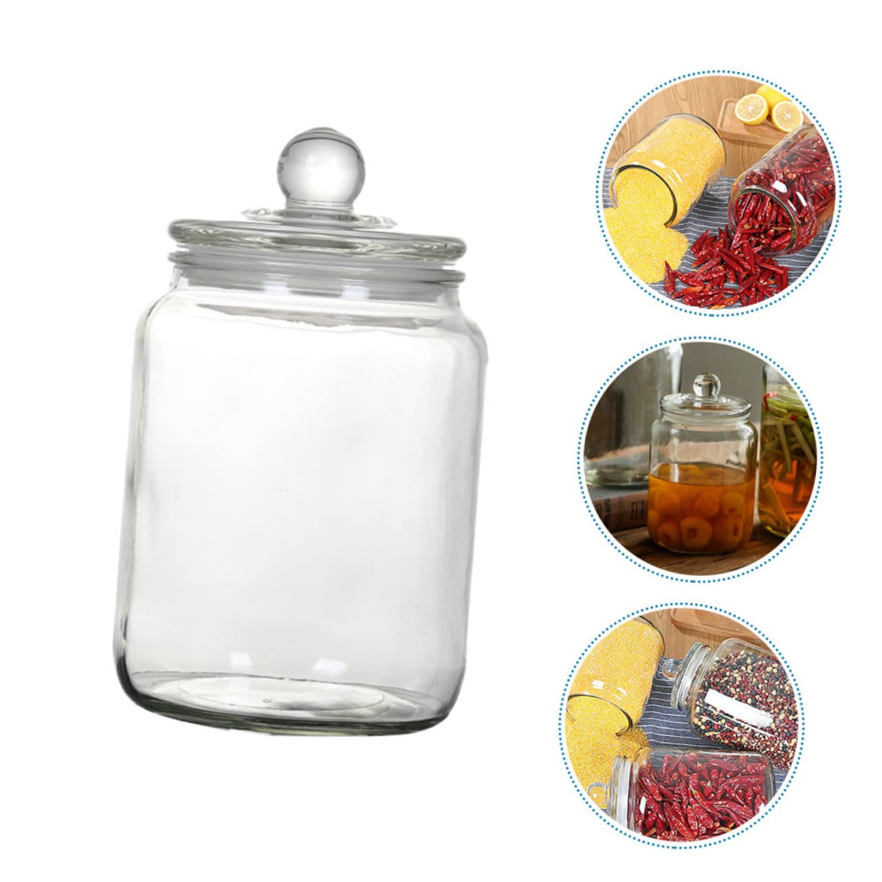 Tarro de Té Hermético de Vidrio 2l Silicona para Cocina | Transparente, Cierre de Sellado, Fácil de Limpiar, Recipiente de Almacenamiento para Alimentos y Café