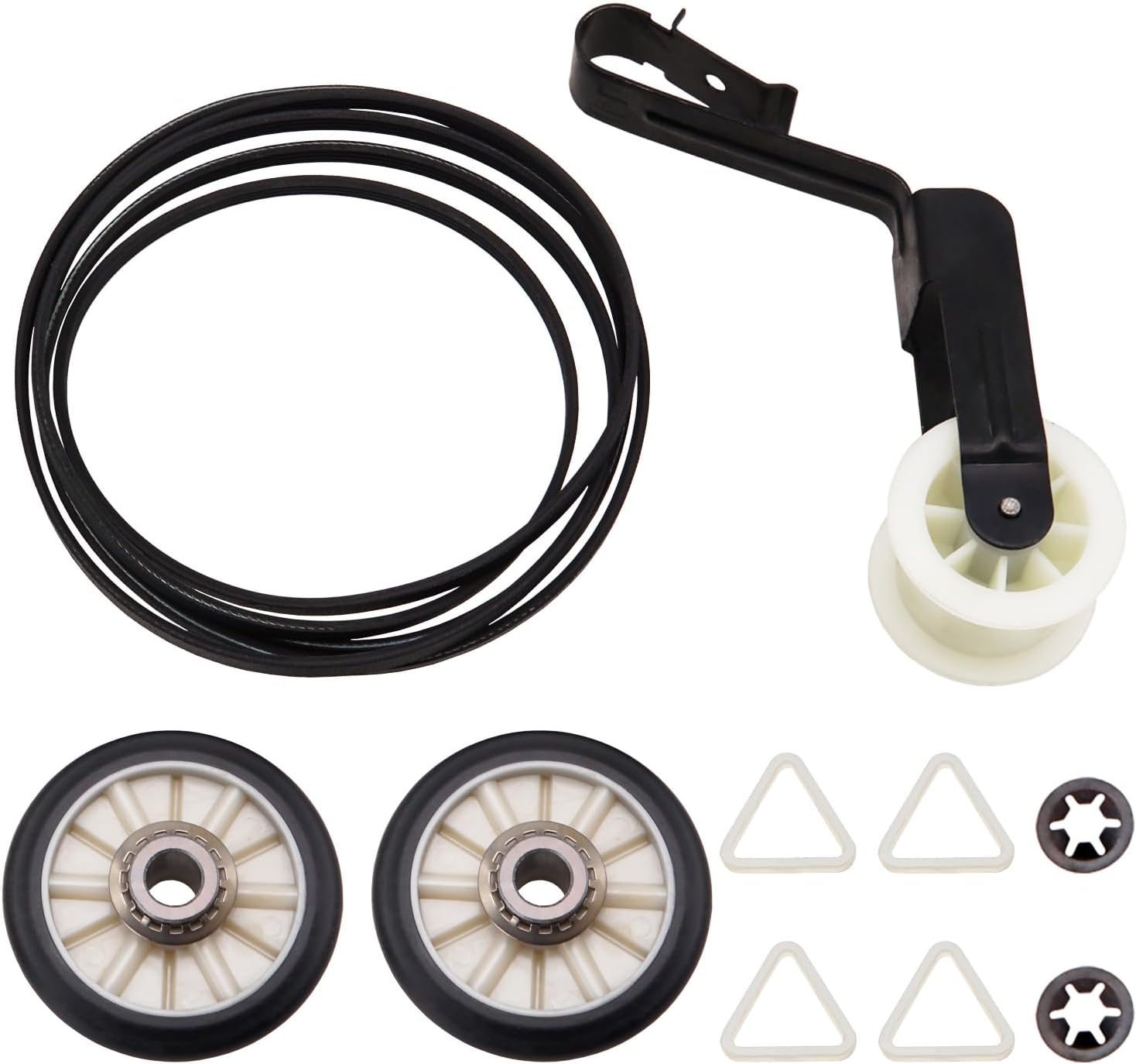 Dryer Repair Kit Replace for Whirlpool WED5300VW0 WED5300SQ0 WED5310SQ0 WED5200TQ0 WED4890XQ0 WED4850XQ1 WED4850XQ2 WED4870BW0 - Drum Rollers 14210017, Belt 341241, Idler Pulley 14210023