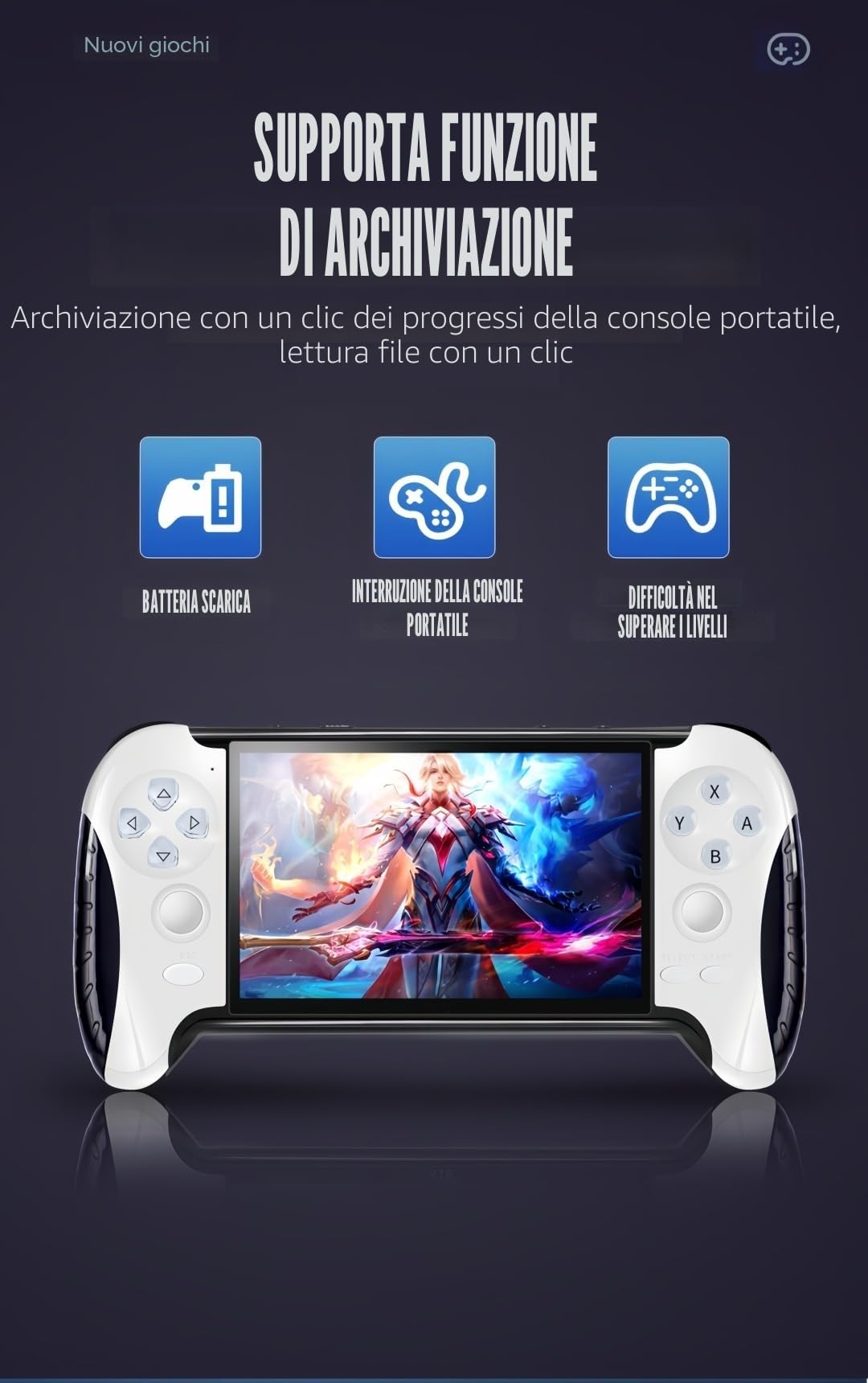 4,3 pollici Console di Videogiochi Portatile Design per Impugnature Creative Emulatori Multipli Output TV MP4/MP3/E-book Puzzle Casuale Retrò Videogiochi Regali di Compleanno/Vacanze