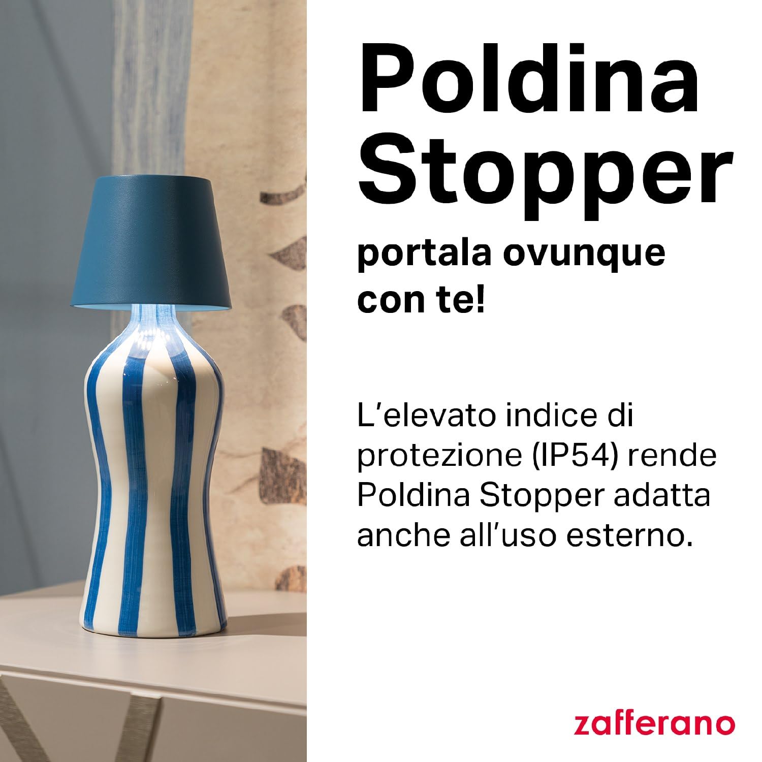 Zafferano, Lampada Poldina Stopper, Lampada per Bottiglia Ricaricabile e Senza Fili con Controllo Touch, Adatta per Salotto ed Esterni, Dimmer, 2200-3000 K, Altezza 11 cm, Colore Rosso