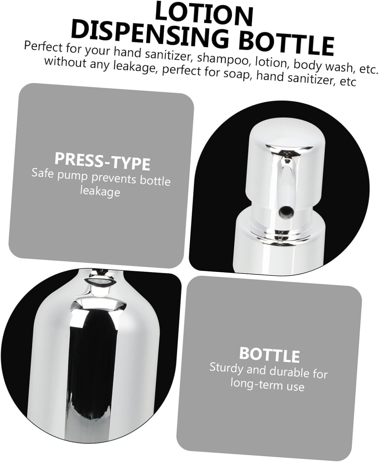 500ml Metallic Finish Plastic Shampoo Bottle Refillable Pump Dispenser image 3