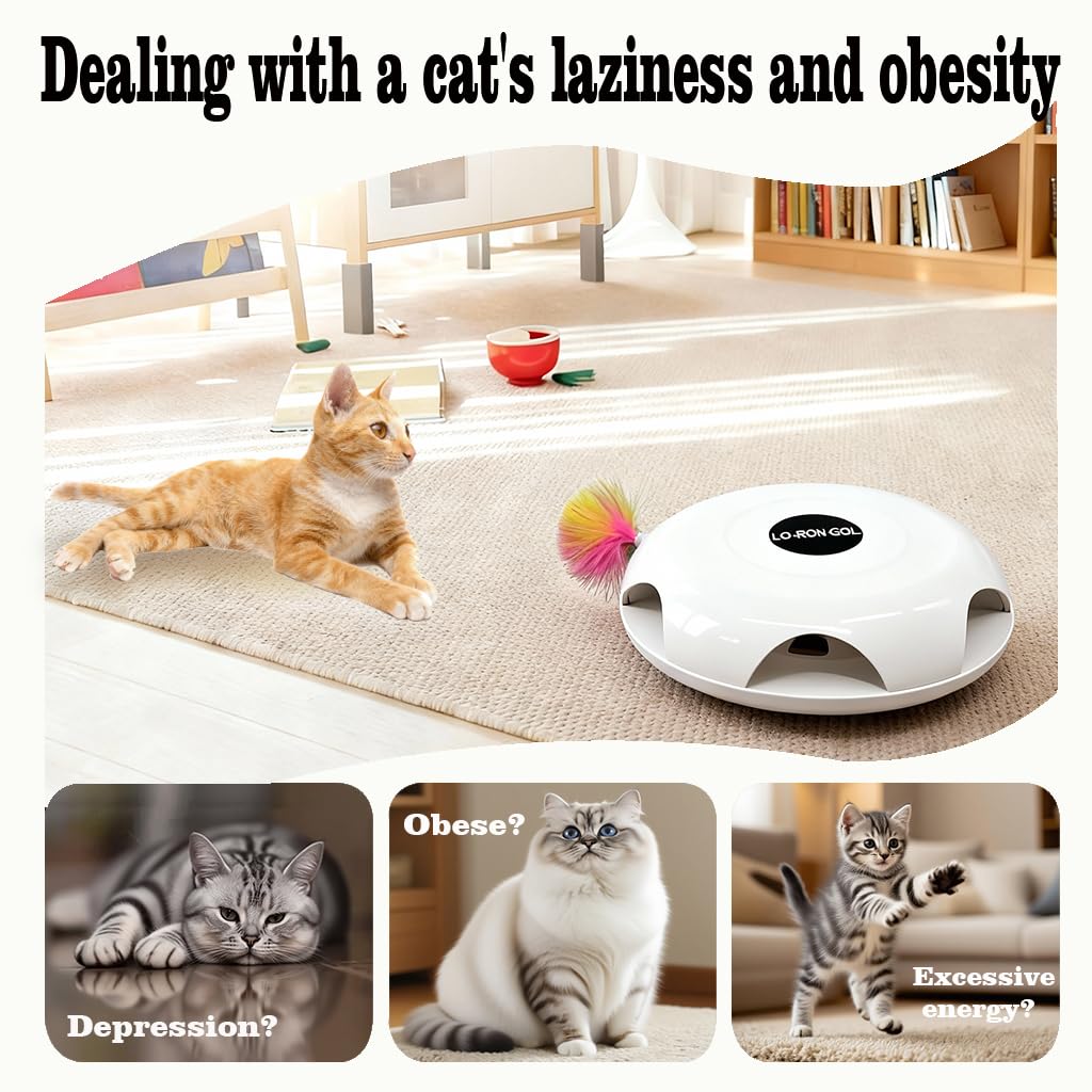 Interactive Whack-a-Mole Cat Toy — Automatic Mushroom Feather Pop-Up Play Toy for Cats, Cognitive Stimulation & Exercise, Durable Pet Entertaining Game (White) - 4