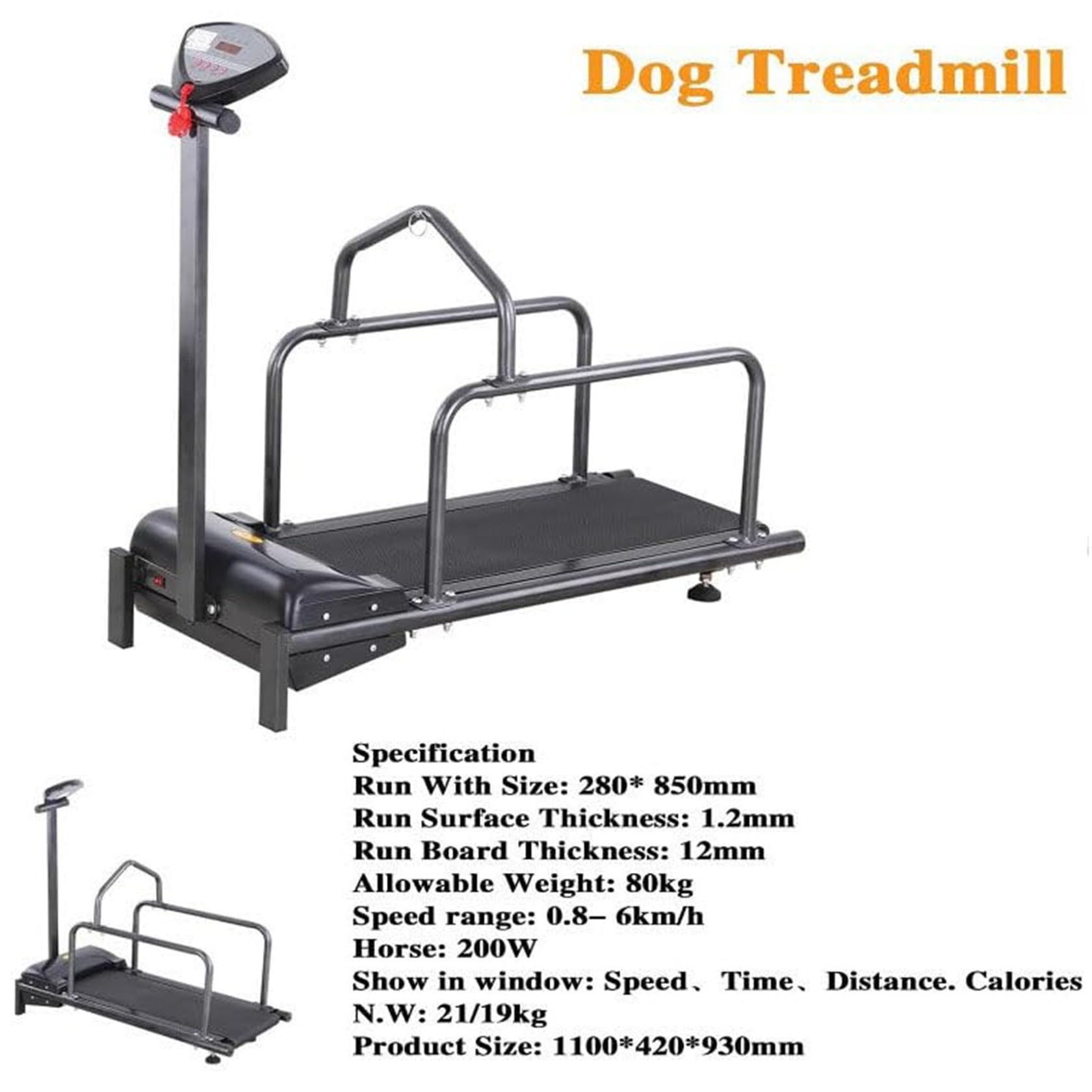 Hundelaufband, Hundelaufband FüR GroßE Hunde, Hundelaufband, 1,75-Ps-Motor, Geschwindigkeitsbereich 0,8–6 Km/H, Mehrfachauswahl, Maximale Belastung 100 Kg/220 Lbs, FüR GroßE/MittelgroßE Hunde
