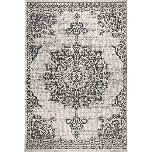Nicole Miller New York PATIO-COUNTRY-5FTX8FT-2652-456 Patio Country Azalea Transitional Medallion Indoor/Outdoor Area Rug cover