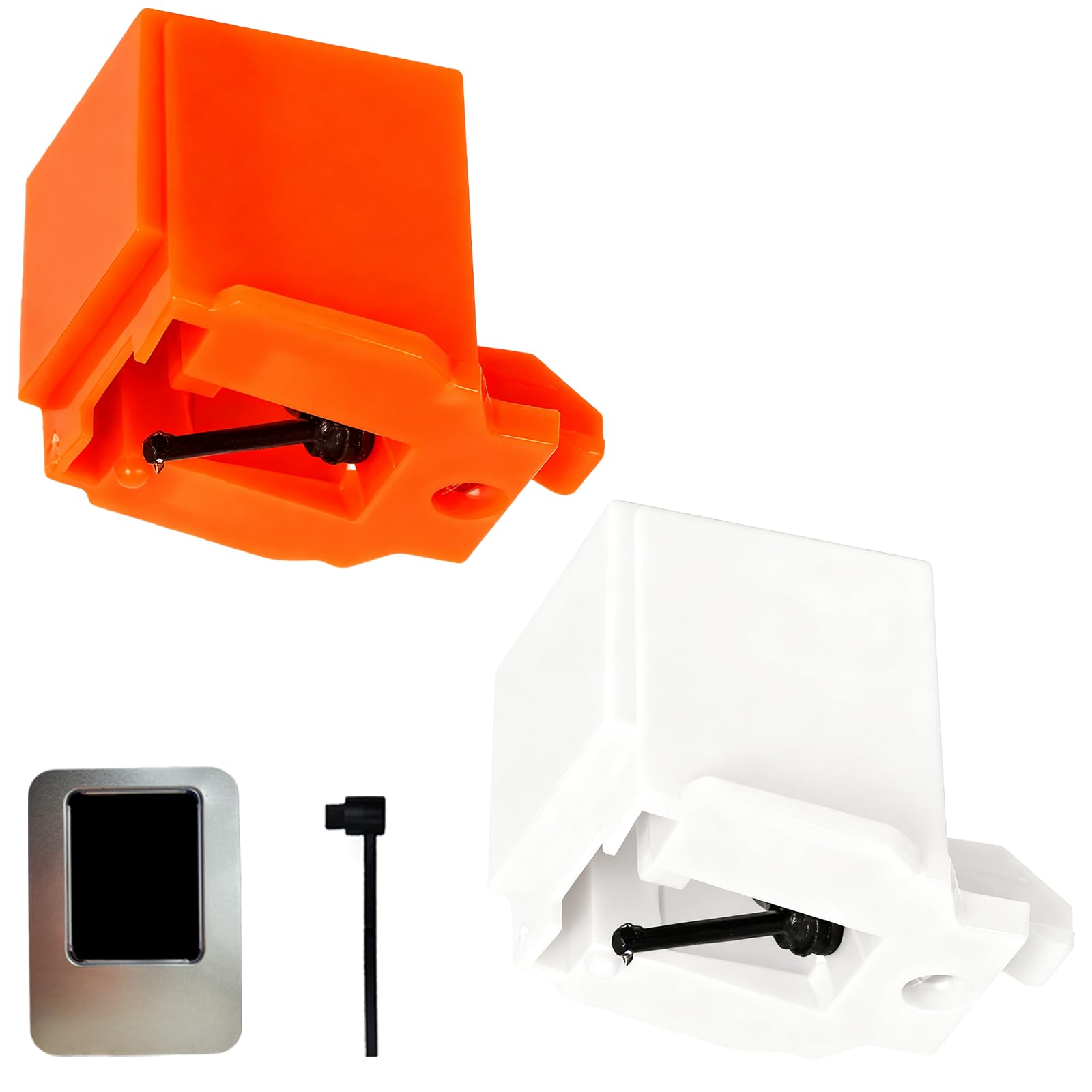 Confezione da 2 aghi diamantati di ricambio con spazzola per la pulizia, compatibili con giradischi Audio-Technica AT-LP60X/AT3600L/AT-LP60XBT/AT-LP2D, suono chiaro, facile da installare (arancione +
