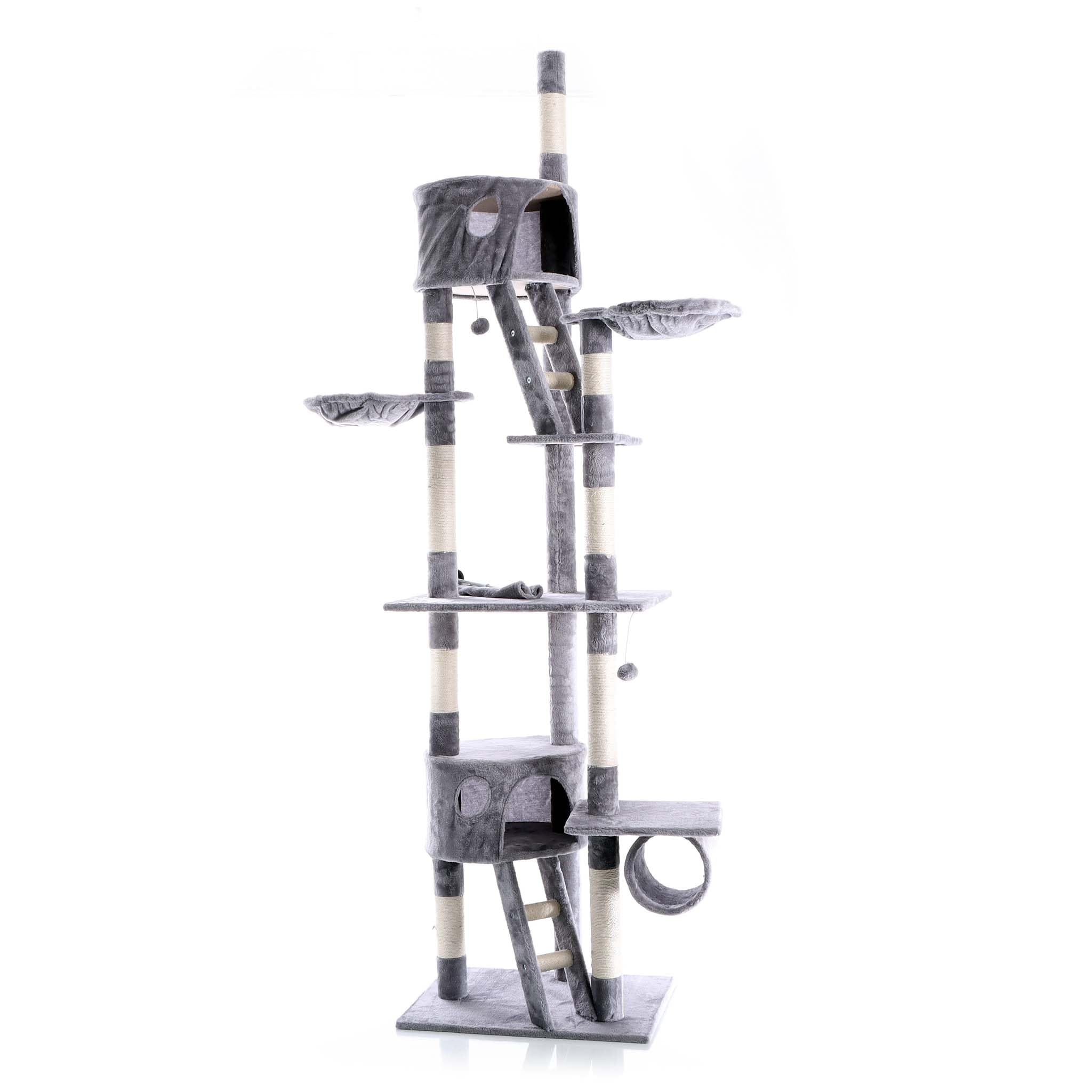 Yaheetech Kattenkrabpaal 206 cm plafondhoogte, XXL grote kattenboom, stabiele klimboom, krabpaal