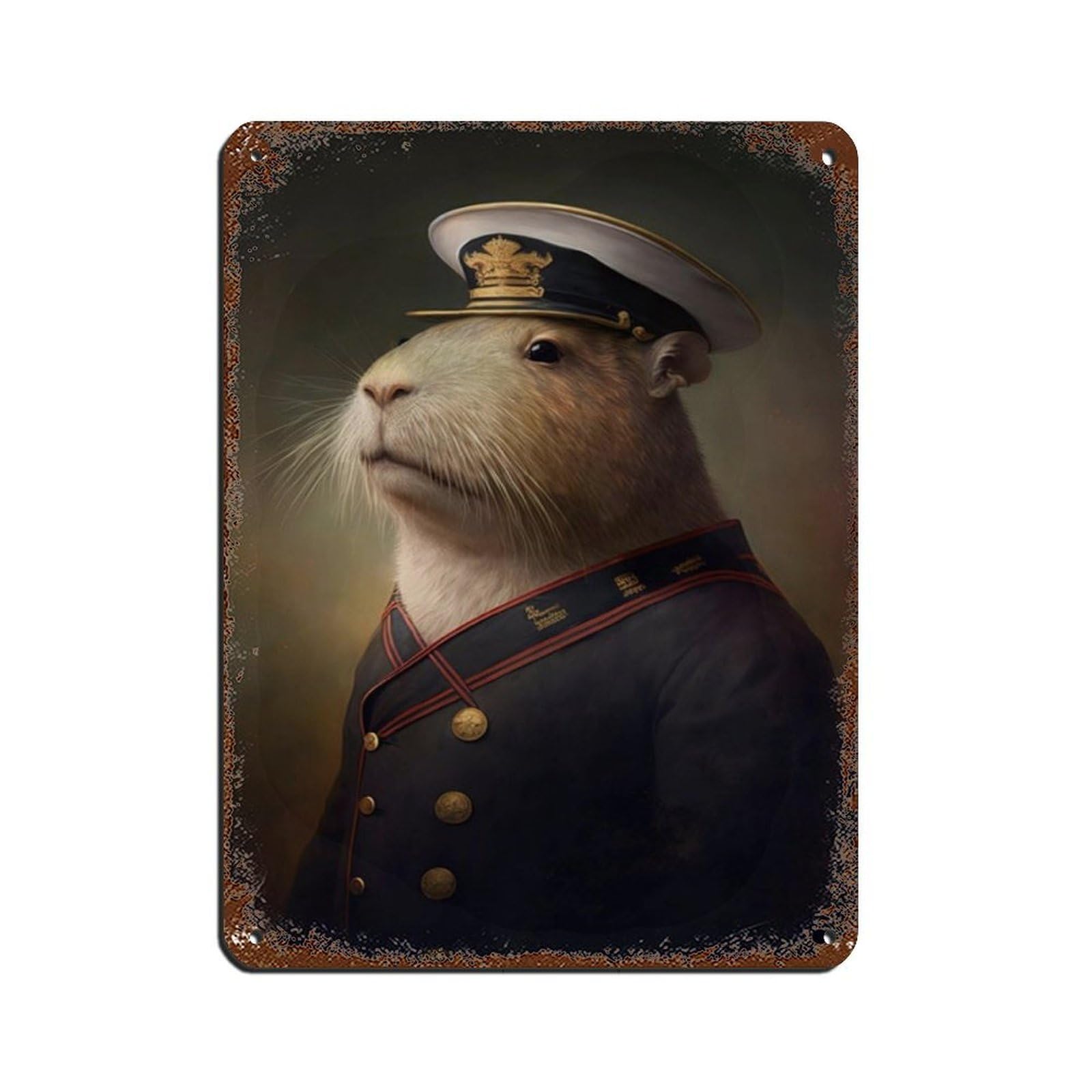 Lxwnze 30L X 40W Cm Capybara Sailor Vintage Poster Retro Poster Metal Tin Sign Chic Art Retro Iron Painting Bar People Cave Cafe Family Garage Poster Wall Decoration 12X16inch(30X40cm)
