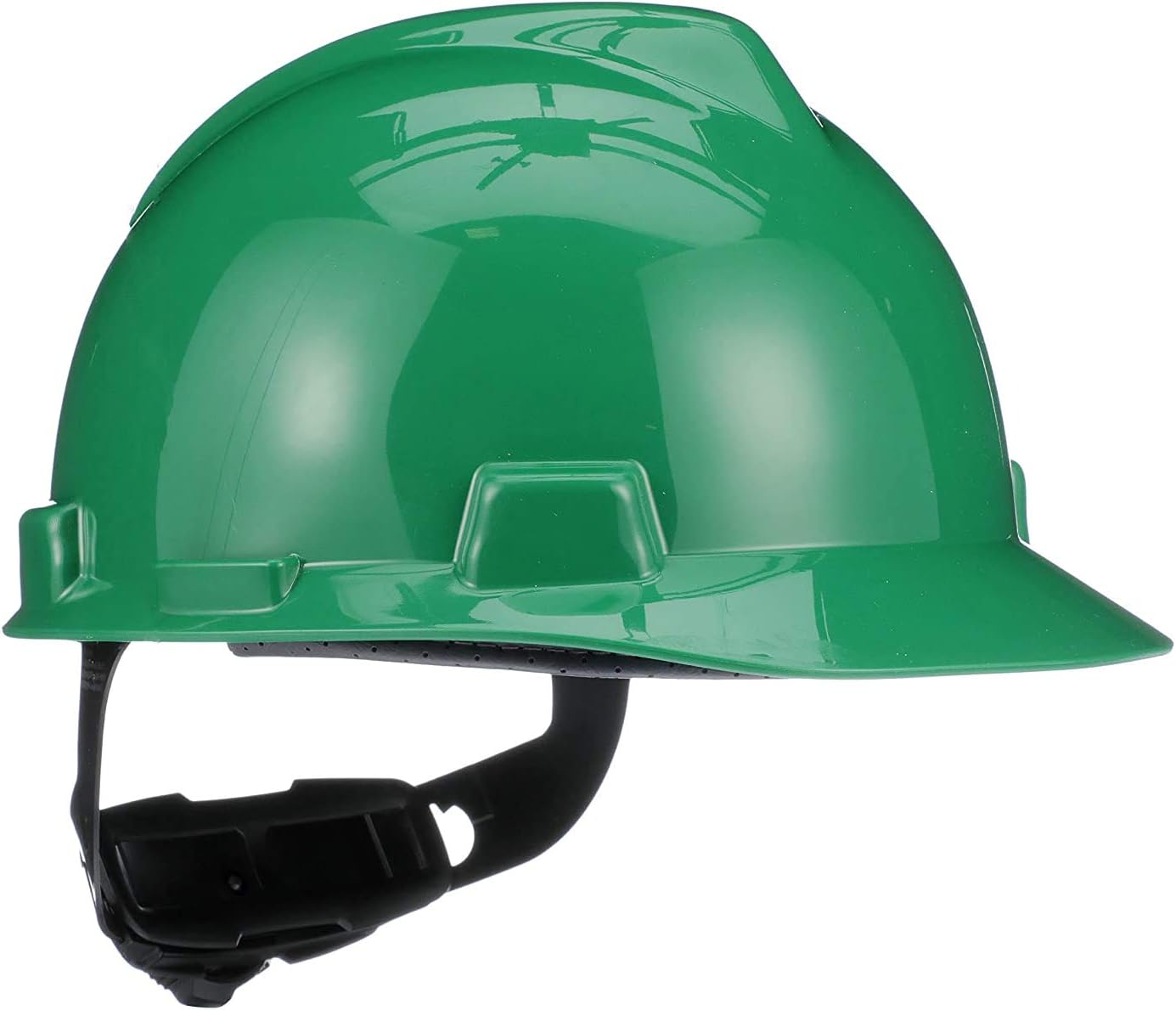 MSA 475362 V-Gard Cap Style Safety Hard Hat With Fas-Trac III Ratchet Suspension | Polyethylene Shell, Superior Impact Protection, Self Adjusting Crown-Straps - Standard Size in Green