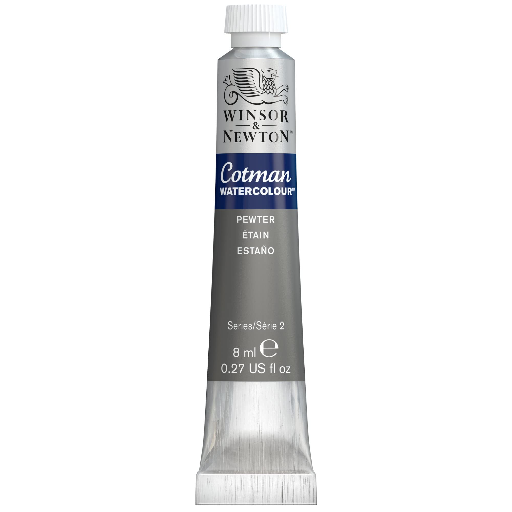 Winsor & Newton 8840528 Cotman Metallic Aquarellfarbe - Zinn - 8ml Tube, lebendige Studio-Wasserfarbe, hochwertige Pigmente & sehr gute Verarbeitungseigenschaften
