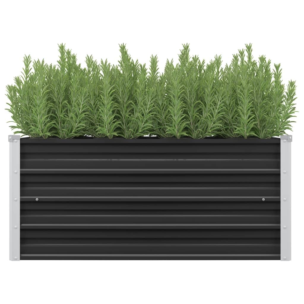 Hochbeet Pflanzkübel groß außen Balkon Pflanzkasten Garten-Hochbeet Anthrazit 100 x 40 x 45 cm Verzinkter Stahl Geeignet für Gartenbalkone im Freien