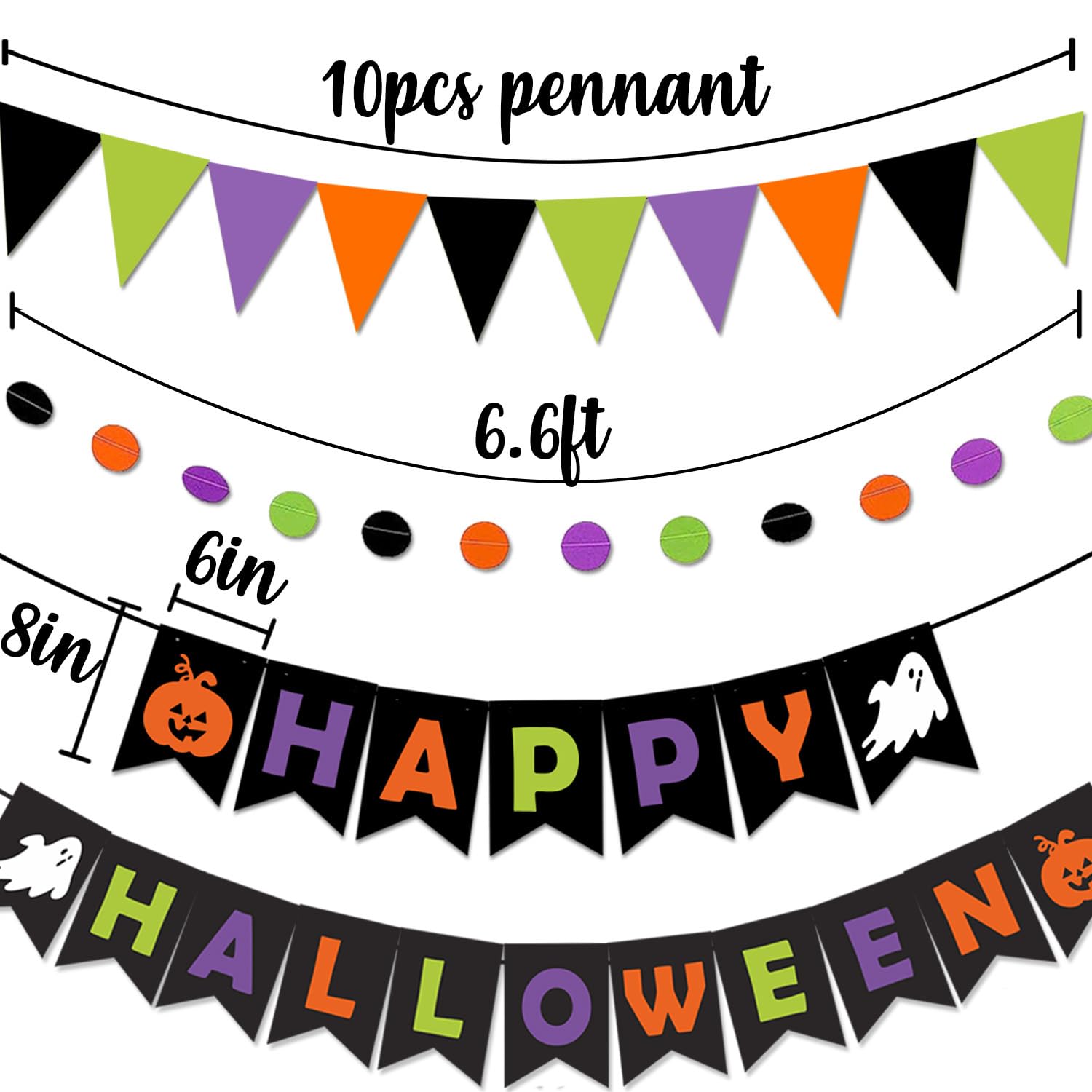 Halloween Party Dekorationen Set – Banner, Girlanden, Wabenbälle & Wirbel Für Mottoparty | Bunt, Aus Papier, Wiederverwendbar