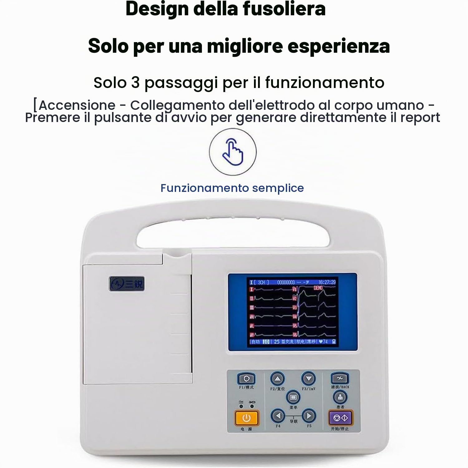 Monitor ECG Portatile, Touch Screen Digitale 12 canali 12 derivazioni ECG EKG Elettrocardiografo Software PC ECG