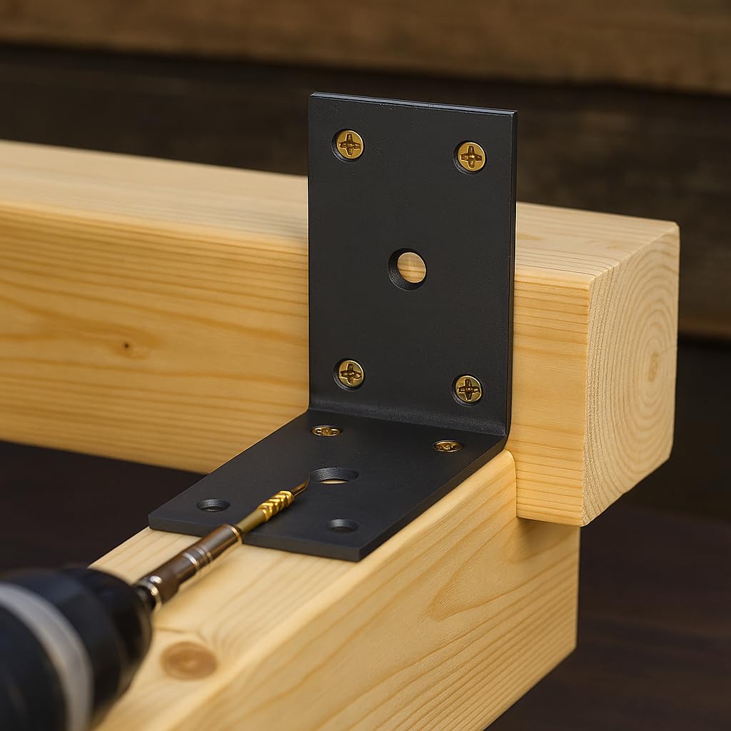 10 Pcs Metal Angle Brackets for Wood Heavy Duty Corner Connectors for Wood Right Angle L Brackets for Timber L Shaped Connectors for Fixing Joining Furniture Shelves 2.6x2.6x1.5" - Image 4