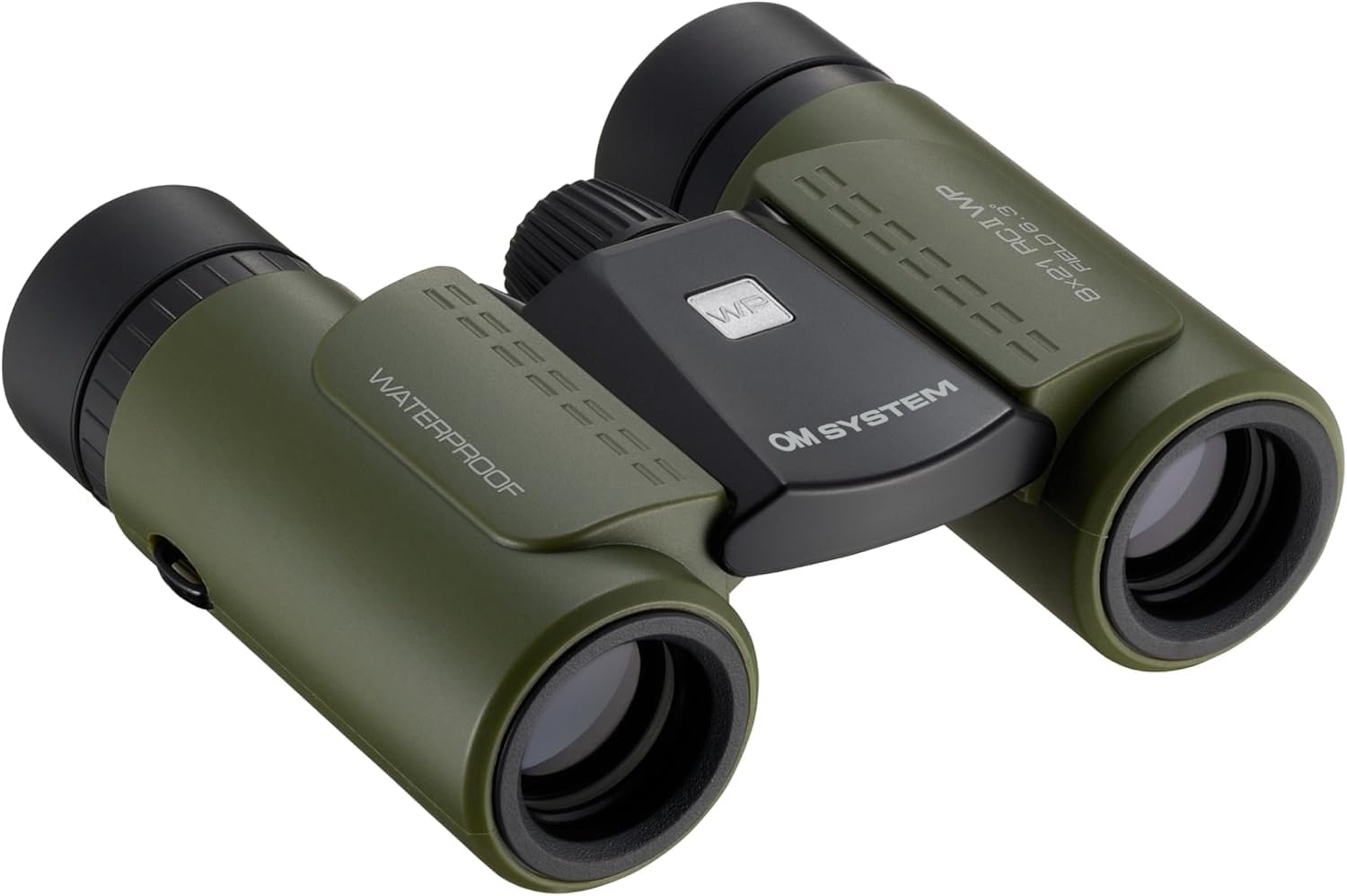 OM SYSTEM 8x21 RC II WP Binocolo Impermeabile Compatto - Grigio Oliva | Design pieghevole ultraleggero con lenti multirivestite per viaggi ed escursioni, lenti nitide e corpo con azoto.