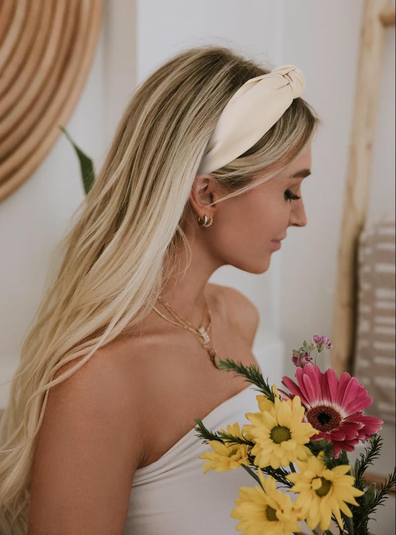 Huachi Headbands for Women Girls - Knotted Head Bands for Women Trendy - Cute Top Knot Girls Headband - Fashion Hair Accessories Hairband 4PCS - Image 4