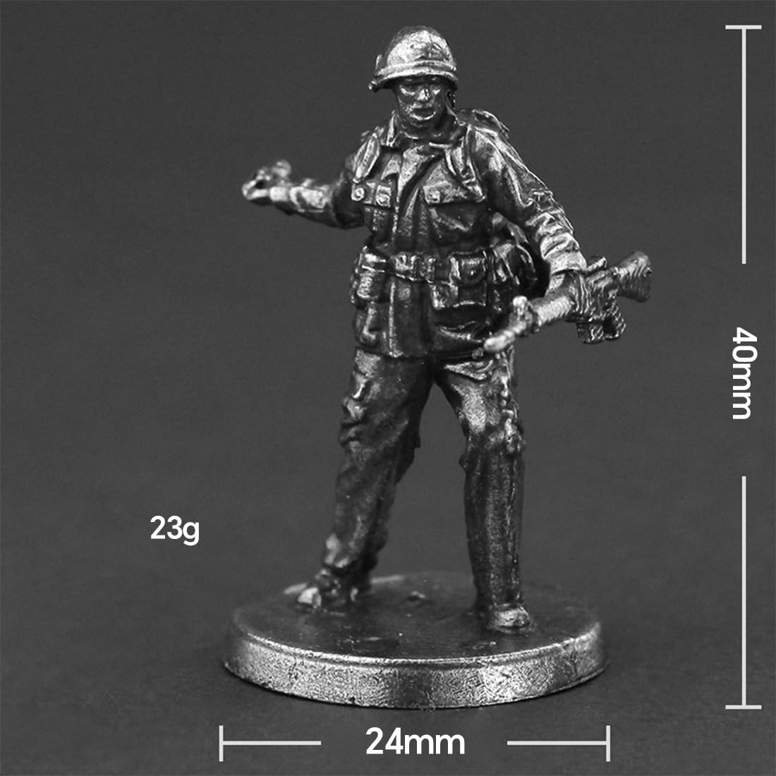 Figuras de soldados en miniatura del ejército estadounidense de latón blanco macizo – Juego de coleccionistas militares (8 piezas)