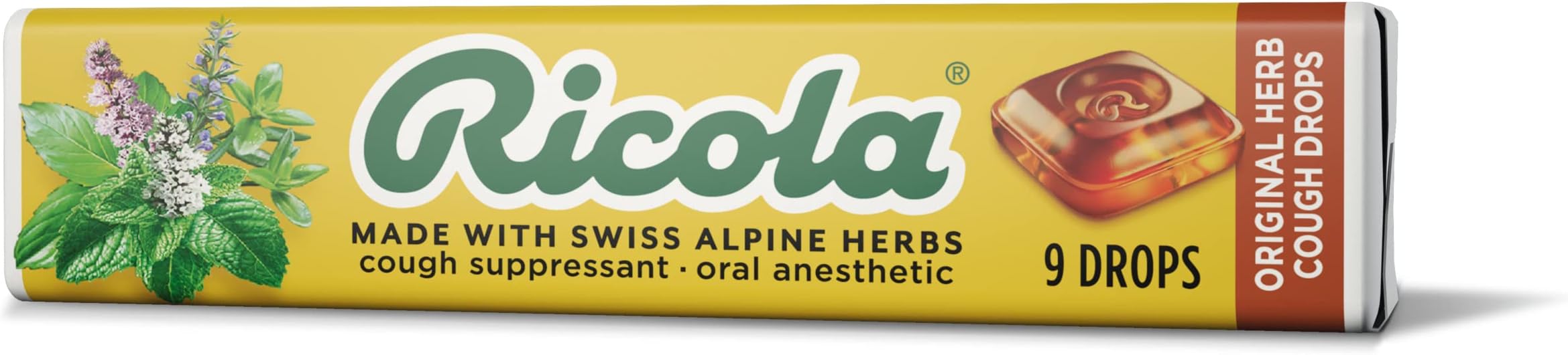 Ricola Original Herb Cough Suppressant Throat Drops Stick | Naturally Soothing Long-Lasting Relief - 9 Count (Pack of 1)