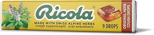 Ricola Original Herb - Supresor de la tos en barra  Alivio natural calmante de larga duración  9 unidades (paquete de 1)