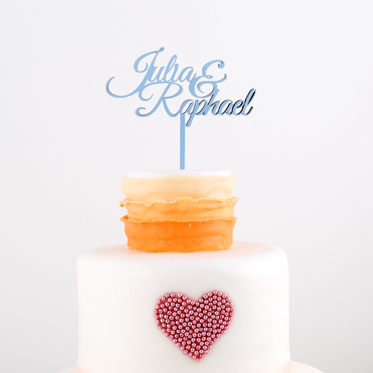 KLEINLAUT individueller Caketopper zur Hochzeit - mit Euren Namen - 15cm breit - Wähle eine Farbe - Blau