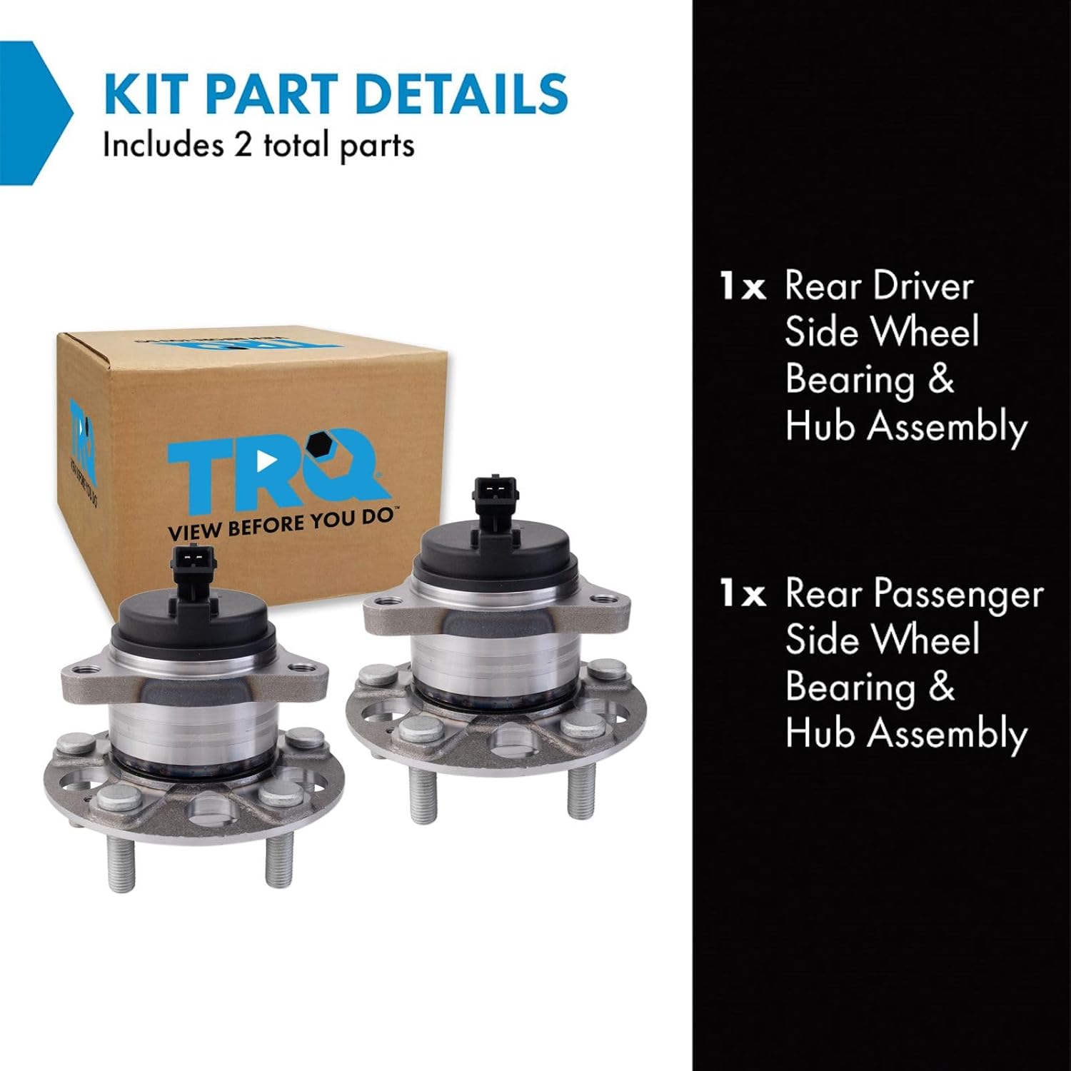 trq rear left and right wheel bearing and hub assembly set 2 piece compatible with 2019-2020 hyundai elantra gt n line 2019-2021 veloster 2020-2021 kia forte gt