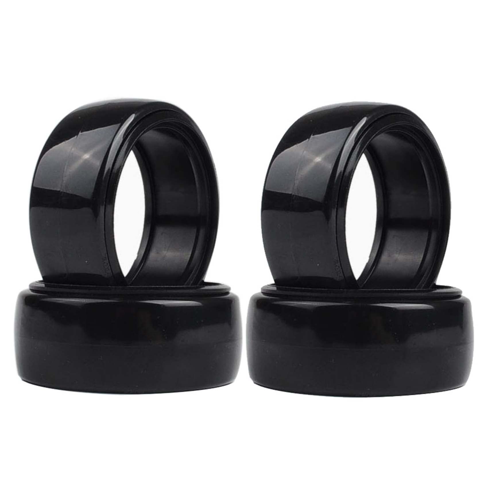 KEEDA 1/10 RC Drift Car Tires Hard Plastic Tyre for 1/10 Tamiya HSP HPI Kyosho Racing Drifting Model Car (Smooth Black)