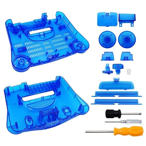 Coque de protection en plastique transparent pour manette de console de jeu N64 - Protection complète contre les rayures - Bleu transparent