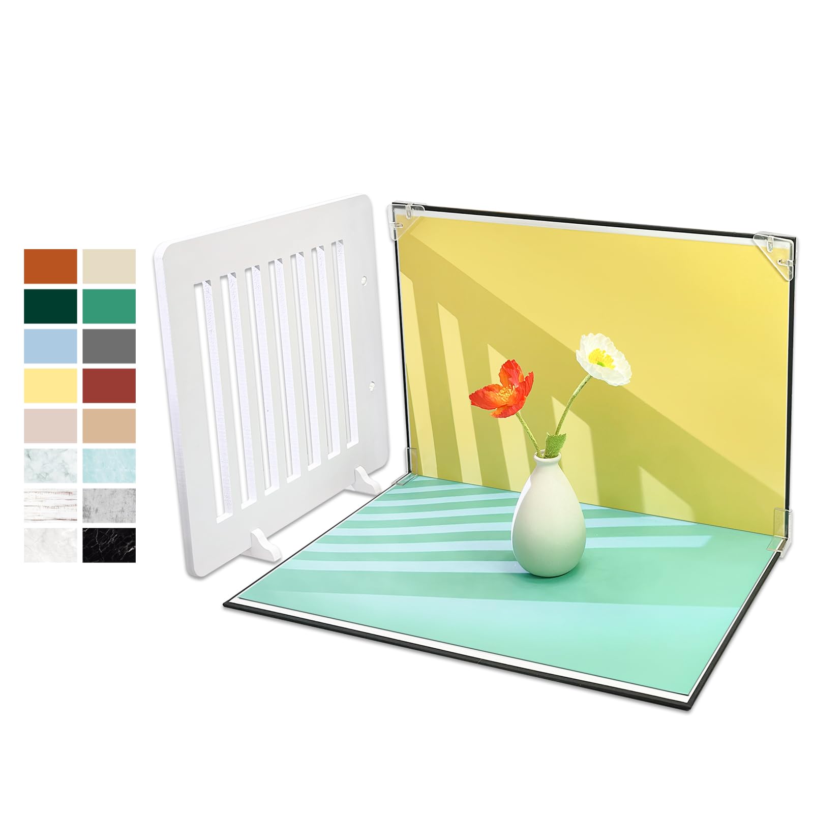 Ctrizsel Photo Backdrop Board with 8PCS 16Patterns Double-Side Paper 9mm Shadow Board Food Photography Small Portable Photo Setting Casual Item 16.5 *