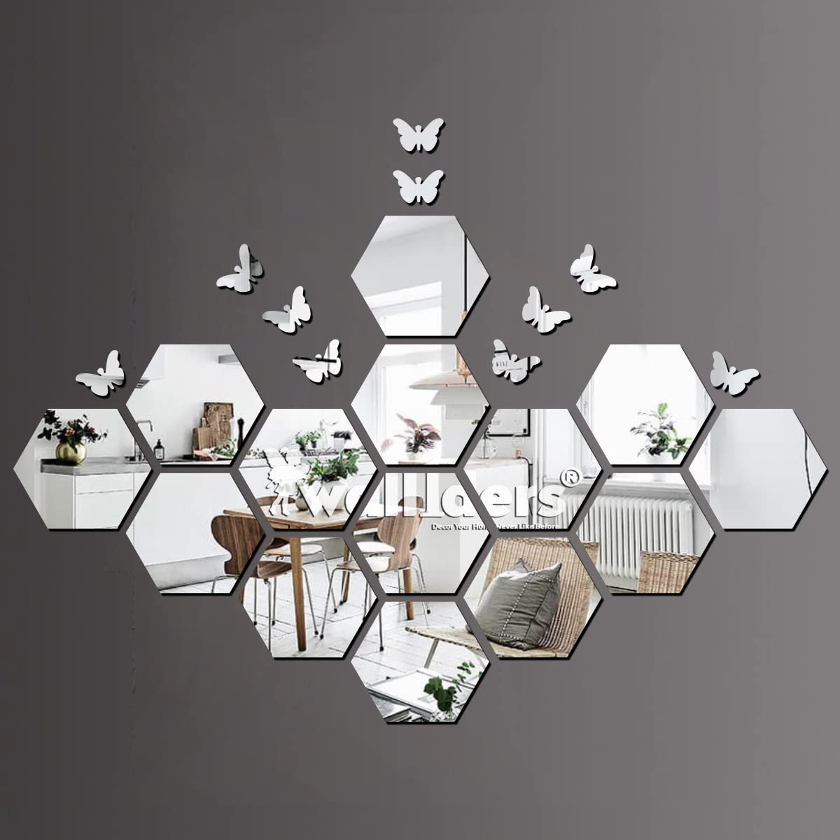 Wall1ders 14, Hexagon Mirror Stickers for Wall, Mirror Stickers for Wall, Acrylic Stickers, Wall Mirror Stickers, Wall Stickers for Bedroom, Hall, Home Offices (Silver), Self Adhesive (B07TSJP3Y5) Amazon Price History, Amazon Price Tracker