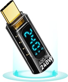 Pastaus USB C Extender,240W USB C Female to USB C Male Extension Adapter Type C Power Meter Tester with Digital Display for iPad Pro iPhone 15 Pro Max MacBook Pro Laptop and All USB C Cable