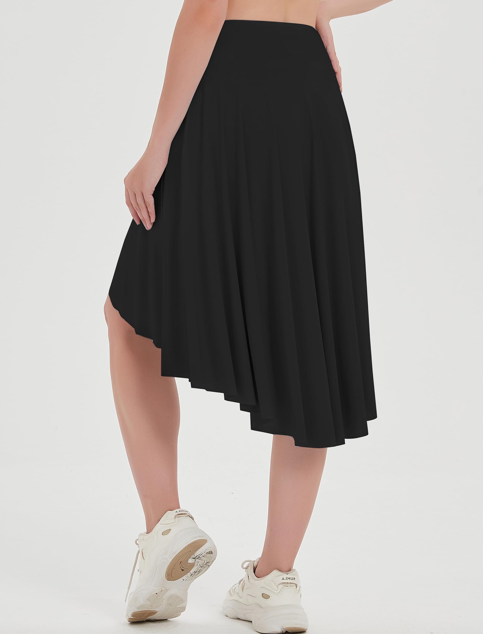 EXARUS Faldas asimétricas para mujer, falda de baile de cintura alta con volantes, estilo casual