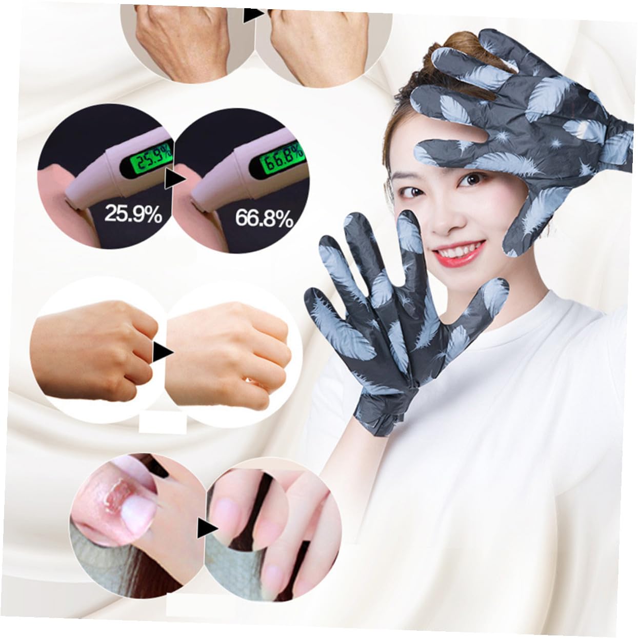 Housoutil 3pares Guantes De De Para Hidratación y Blanqueamiento Exfoliantes y Suavizantes Para Secas y Agrietadas Cuidado Casa