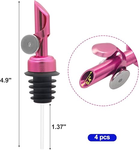 Miniatura 3 de KIBBEH Paquete de 4 coloridos vertedores de acero inoxidable con boquilla dispensadora de aceite de oliva abatible automática con una sola mano,