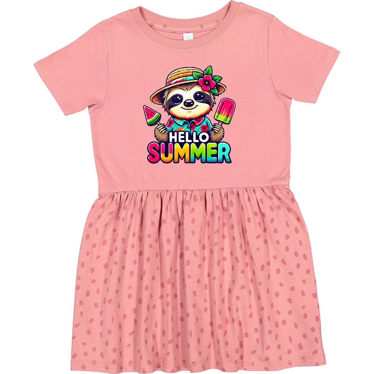 inktastic Hello Summer Sloth Toddler Dress