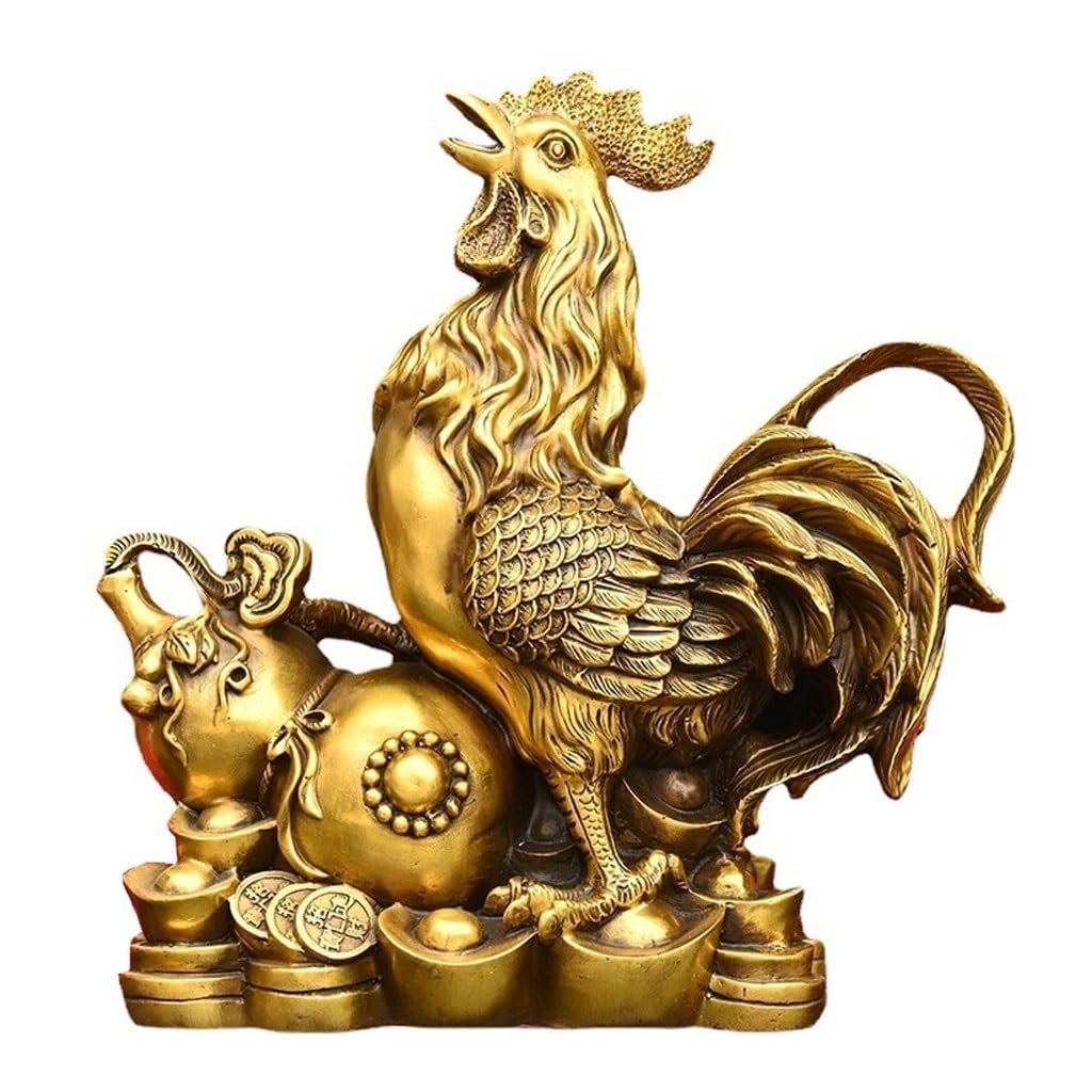 CHICKEN Bronze Living Room Ornaments Metal Brass Rooster Copper Ornaments Store Counter Feng Shui Decoration Home Sculpture Ornaments to Attract Wealth