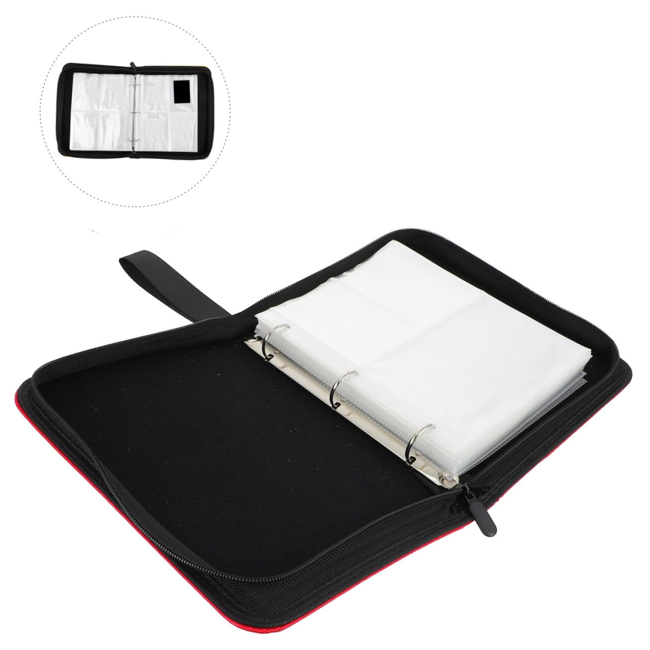 Álbum de Tarjetas Coleccionables Rojo de Pu con Bolsillos