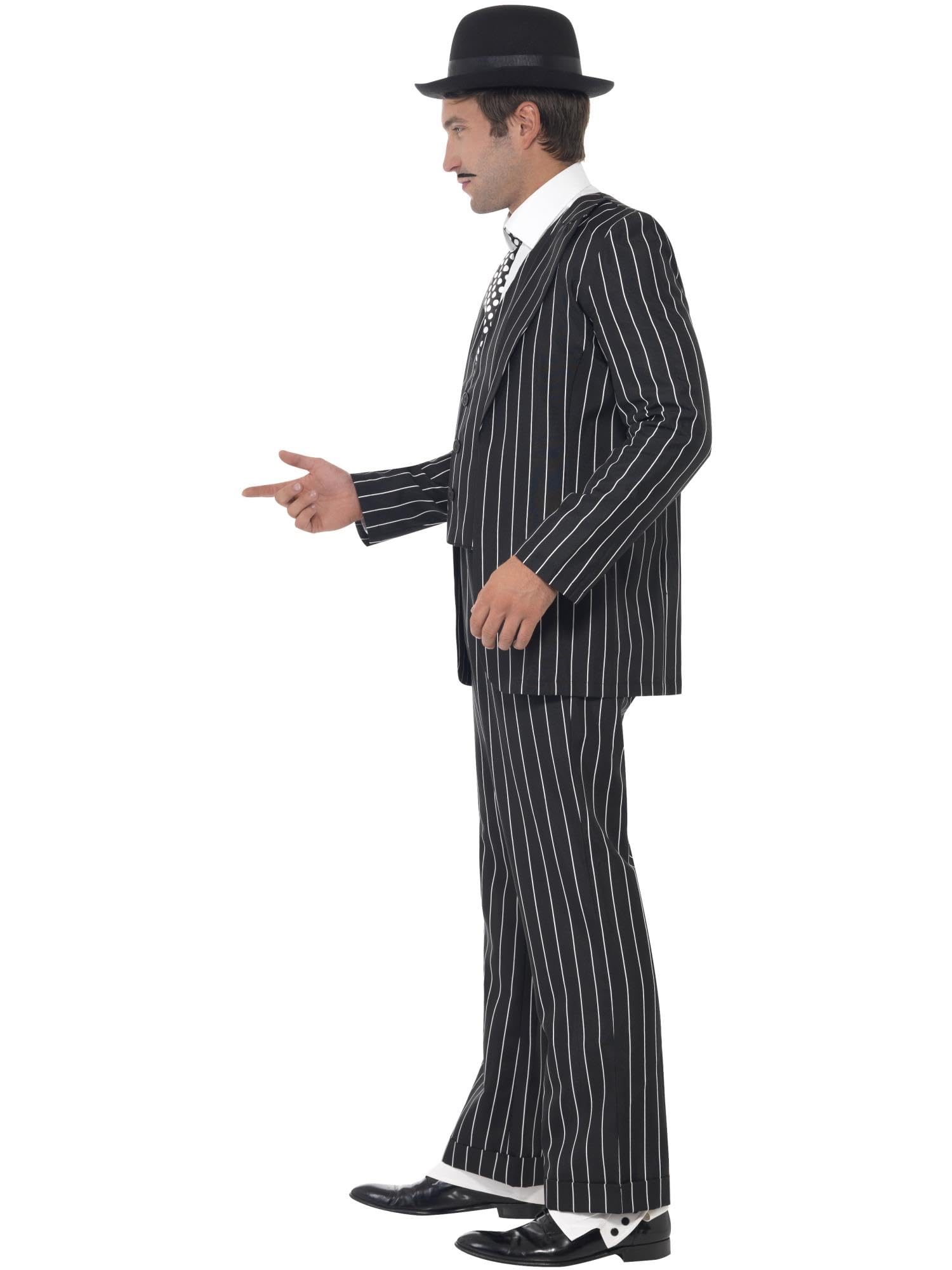 Smiffys, Herren Klassischer Gangsterboss Kostüm, Jacke, Krawatte, Weste mit Mock Hemd und Hose, Größe: L, 23042