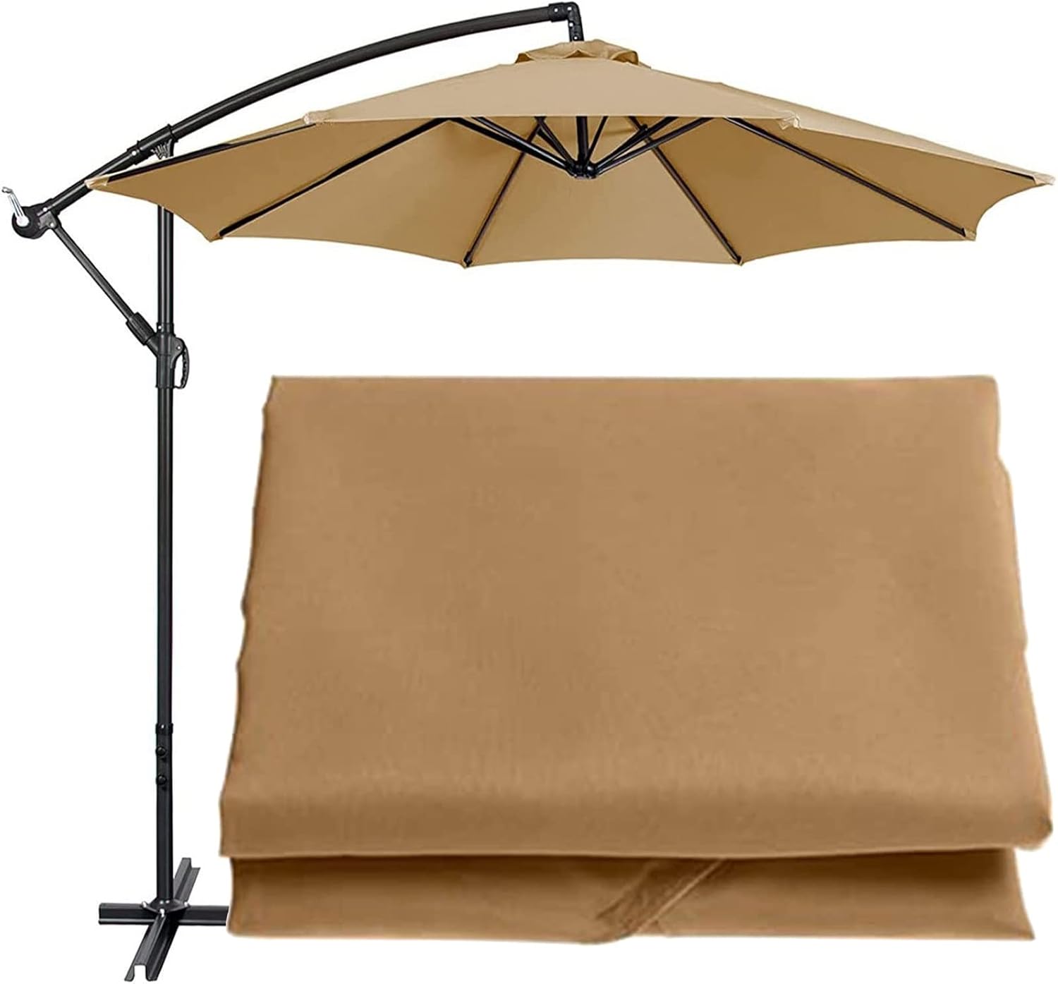 Replacement Parasol Cover, Market Table Umbrella Canopy 2.7m 6 Ribs 2.7m 8 Ribs 3m 6 Ribs 3m 8 Ribs Outdoor Durable Replacement Cover for Garden, Patio, Backyard, Pool (Canopy ONLY) (Color : Khaki,